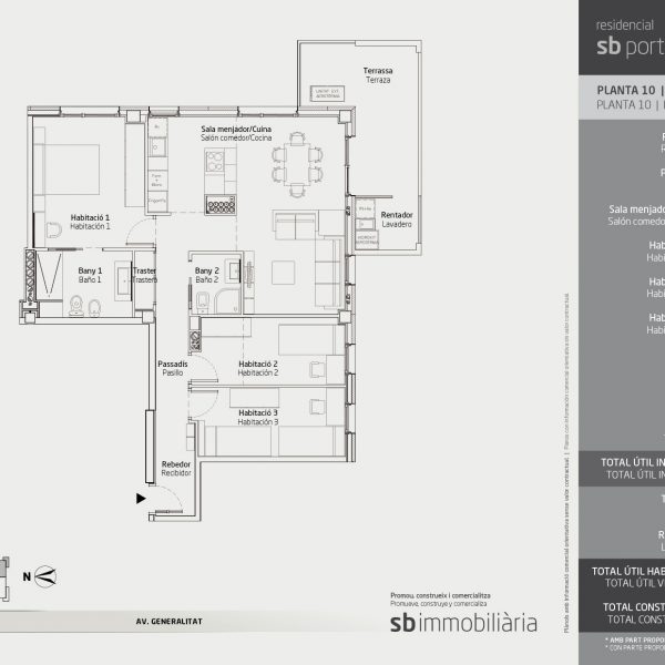 Torre 1 – Planta 10 Porta 1 – 3 Dormitoris