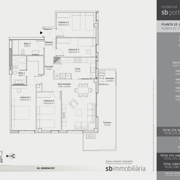 Torre 1 – Planta 10 Porta 2 – 4 Dormitoris