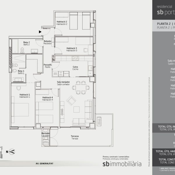 Torre 1 – Planta 2 Porta 2 – 4 Dormitoris