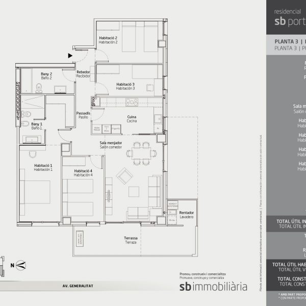 Torre 1 – Planta 3 Porta 2 – 4 Dormitoris