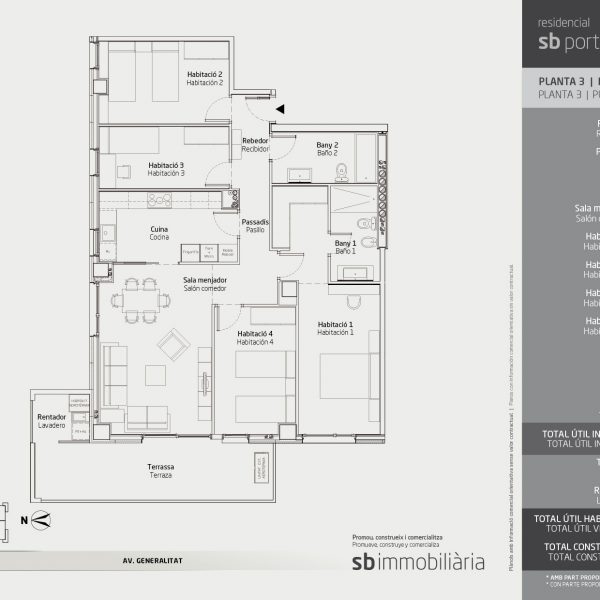 Torre 1 – Planta 3 Porta 3 – 4 Dormitoris
