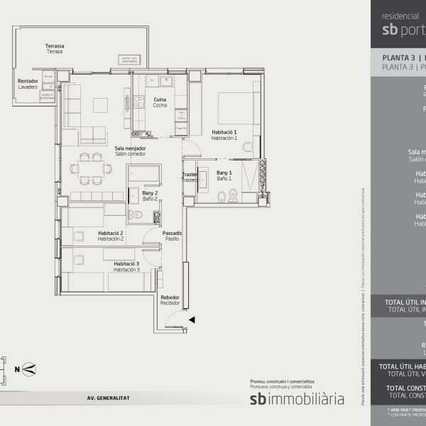 Torre 1 – Planta 3 Porta 4 – 3 Dormitoris