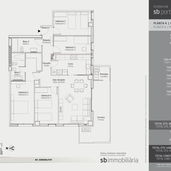 Torre 1 – Planta 4 Porta 2 – 4 Dormitoris