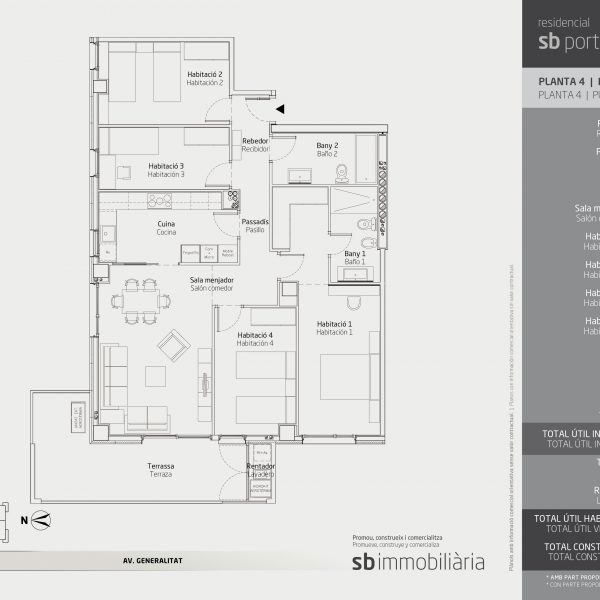 Torre 1 – Planta 4 Porta 3 – 4 Dormitoris