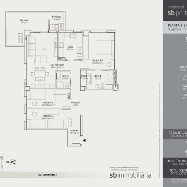Torre 1 – Planta 4 Porta 4 – 3 Dormitoris