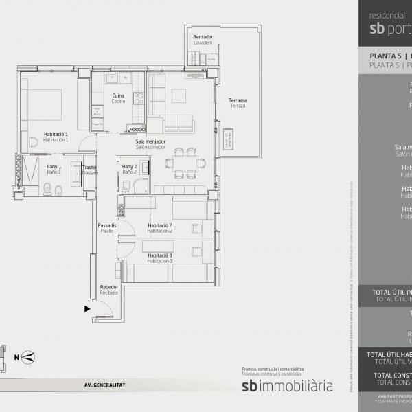 Torre 1 – Planta 5 Porta 1 – 3 Dormitoris