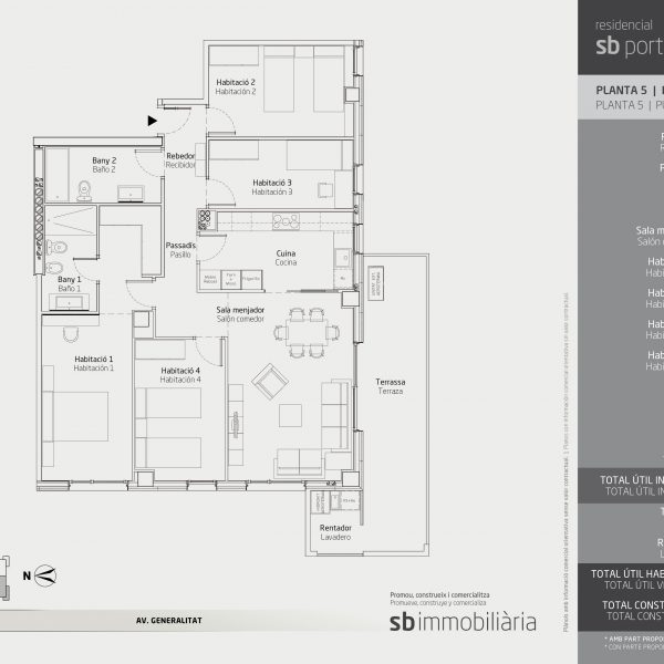 Torre 1 – Planta 5 Porta 2 – 4 Dormitoris