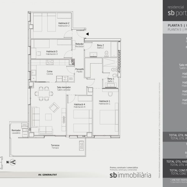 Torre 1 – Planta 5 Porta 3 – 4 Dormitoris