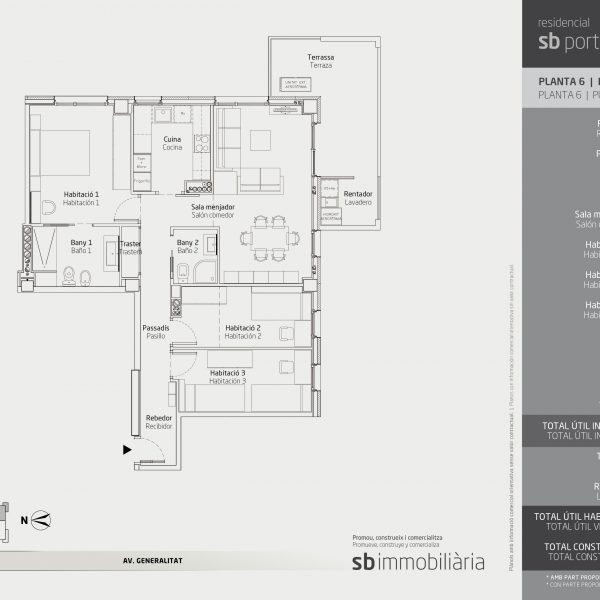 Torre 1 – Planta 6 Porta 1 – 3 Dormitoris