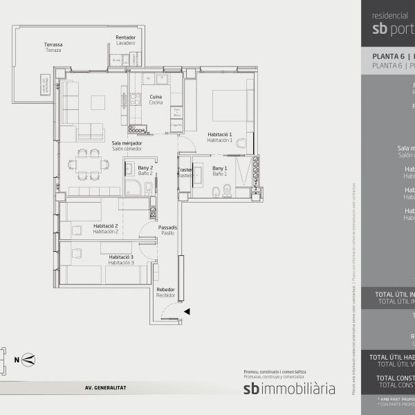 Torre 1 – Planta 6 Porta 4 – 3 Dormitoris