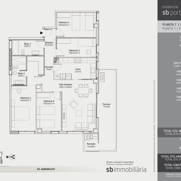Torre 1 – Planta 7 Porta 2 – 4 Dormitoris
