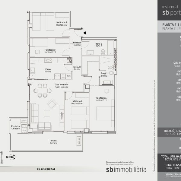 Torre 1 – Planta 7 Porta 3 – 4 Dormitoris
