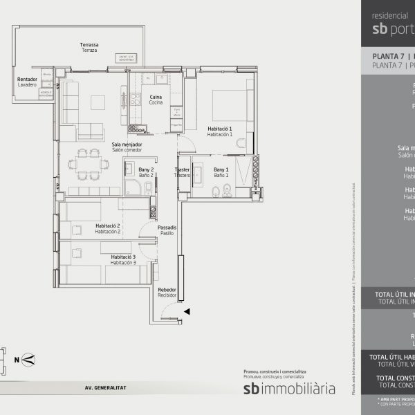 Torre 1 – Planta 7 Porta 4 – 3 Dormitoris