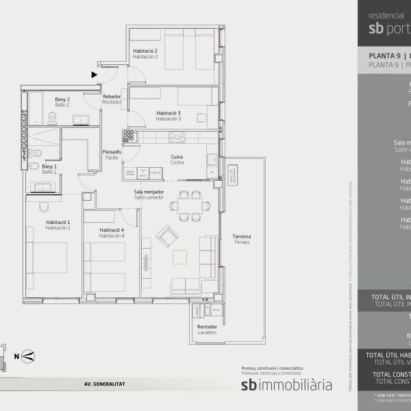 Torre 1 – Planta 9 Porta 2 – 4 Dormitoris