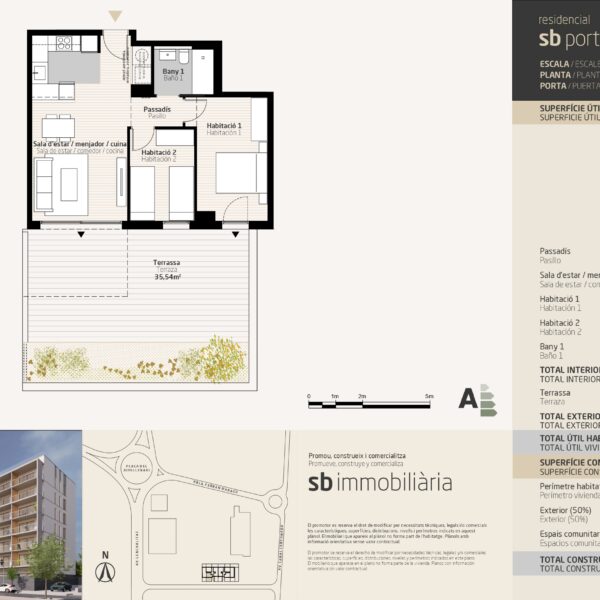 SB Porta Tortosa 2 – Esc. 1 Planta Baixa Porta 4 – 2 dormitoris