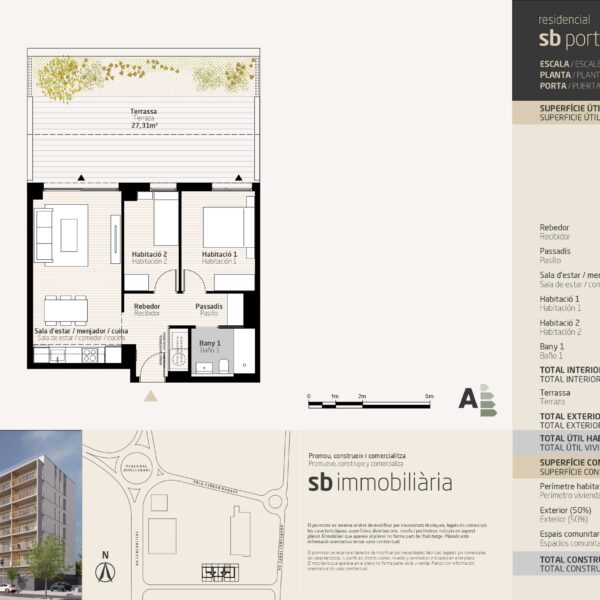 SB Porta Tortosa 2 – Esc. 2 Planta Baixa Porta 2 – 2 dormitoris