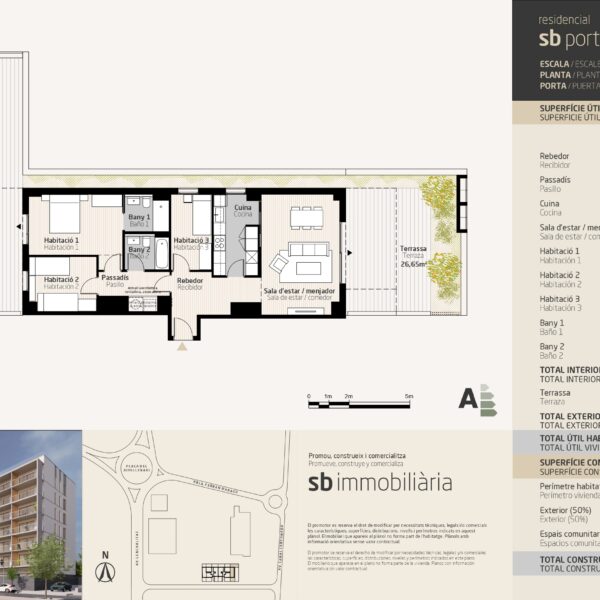 SB Porta Tortosa 2 – Esc. 2 Planta Baixa Porta 3 – 3 dormitoris