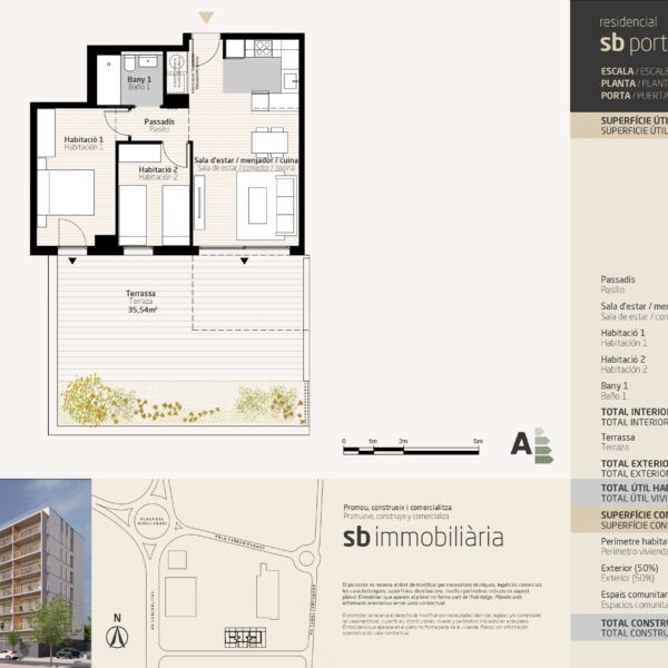 SB Porta Tortosa 2 – Esc. 2 Planta Baixa Porta 4 – 2 dormitoris