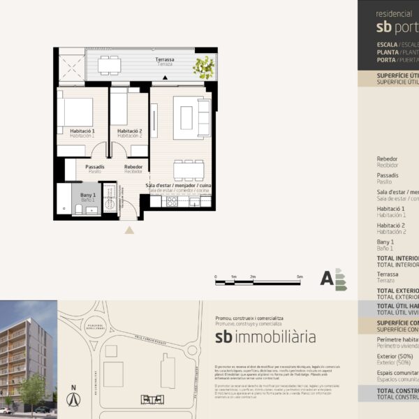 SB Porta Tortosa 2 – Esc. 1 Planta 6 Porta 2 – 2 dormitoris