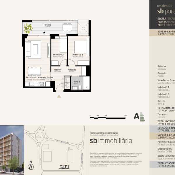 SB Porta Tortosa 2 – Esc. 2 Planta 5 Porta 2 – 2 dormitoris